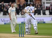 Root and Foakes celebrate England’s Test victory on Sunday at Lord’s 