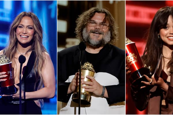 MTV Awards 2022 winners Jennifer Lopez, Jack Black and Jenna Ortega.