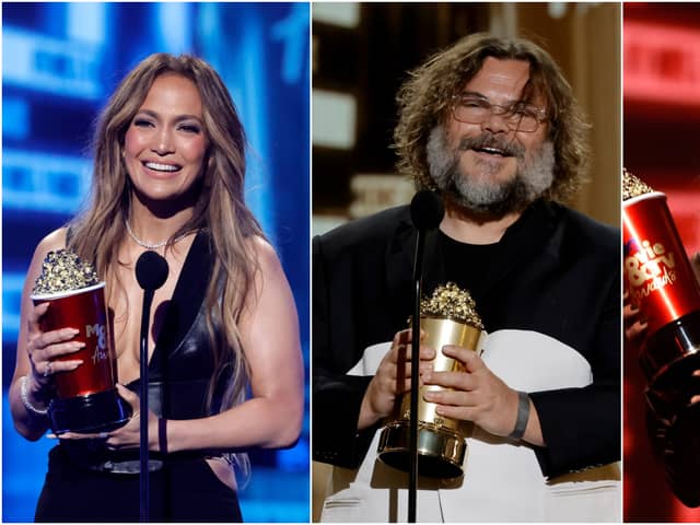 MTV Awards 2022 winners Jennifer Lopez, Jack Black and Jenna Ortega.
