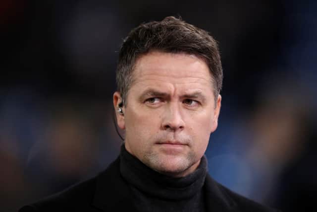 Michael Owen looks on prior to the Premier League match between Leeds United and Aston Villa at Elland Road on March 10, 2022 in Leeds, England (Photo by George Wood/Getty Images)