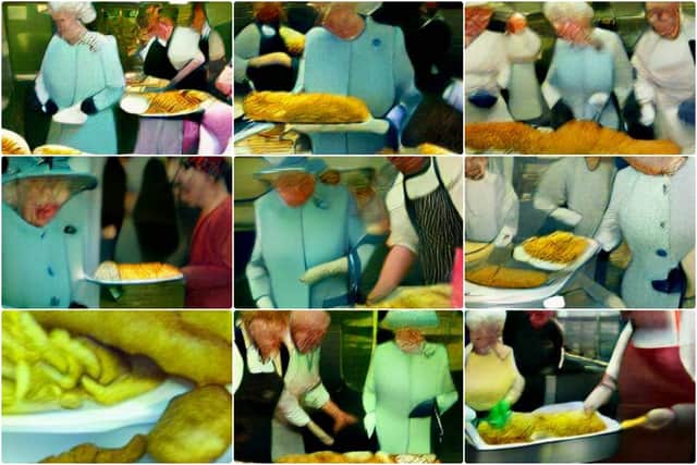 Is this treason? Here’s what Dall-E imagines the ‘Queen’s Binley Mega Chippy Jubilee’ might have looked like (Images: Dall-E)