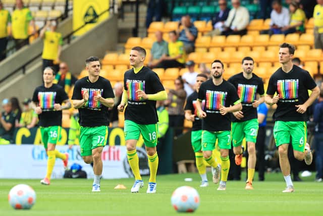 Norwich City show their support for Jake Daniels, May 2022