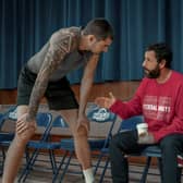 Juancho Hernangomez as Bo Cruz and Adam Sandler as Stanley Sugerman in Hustle (Photo: Scott Yamano/Netflix)
