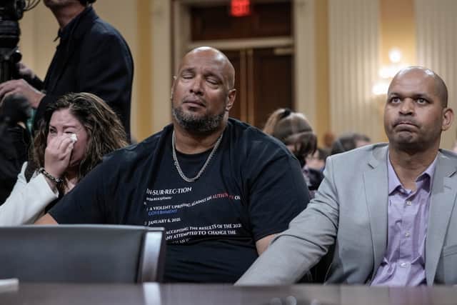 Relatives of fallen Capitol Police Officers cannot hide their emotions during the hearing (Pic: Getty Images)