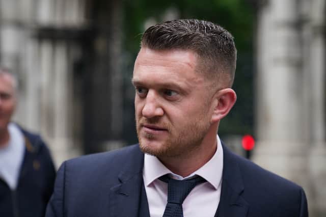 Tommy Robinson leaves the Royal Courts Of Justice in London. He is to give evidence about his finances after he lost a libel case brought by a Syrian teenager Jamal Hijazi. Picture date: Thursday June 9, 2022. (Pic: PA)