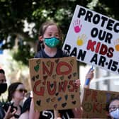 Demonstrators join the “March for Our Lives” rally in Los Angeles, California, on June 11, 2022. (Photo by RINGO CHIU / AFP) (Photo by RINGO CHIU/AFP via Getty Images)