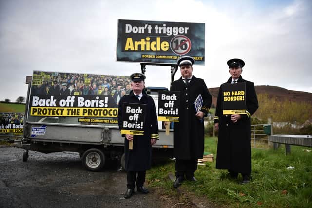 Border Communities against Brexit protestors in Newry, Northern Ireland (Pic: Getty Images)