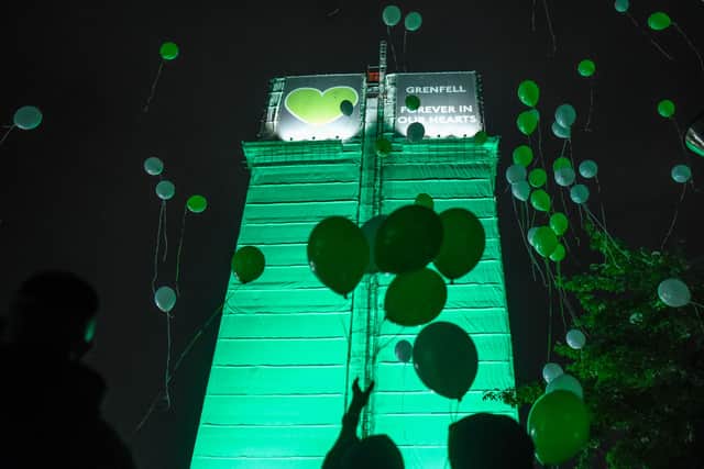 Grenfell Tower was lit up green to remember those who died in the blaze (Photo: Getty Images)
