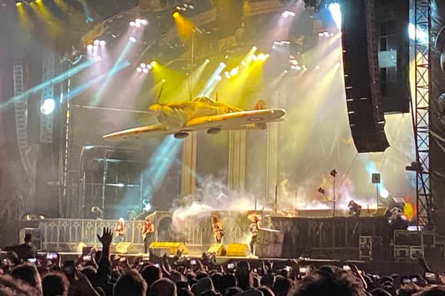The Spitfire above the stage as Iron Maiden played ‘Aces High'