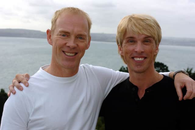Dr Peter Scott-Morgan (right) with his husband Francis in 2005.