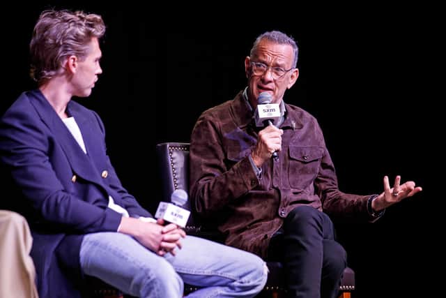 Tom Hanks answers a question during the SiriusXM Town Hall event with the cast of “Elvis” at Soundstage at Graceland on June 13, 2022 in Memphis, Tennessee. (Photo by Justin Ford/Getty Images for SiriusXM)