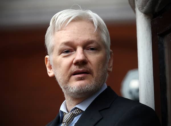 Wikileaks founder Julian Assange speaks from the balcony of the Ecuadorian embassy in 2016 (Pic: Getty Images)