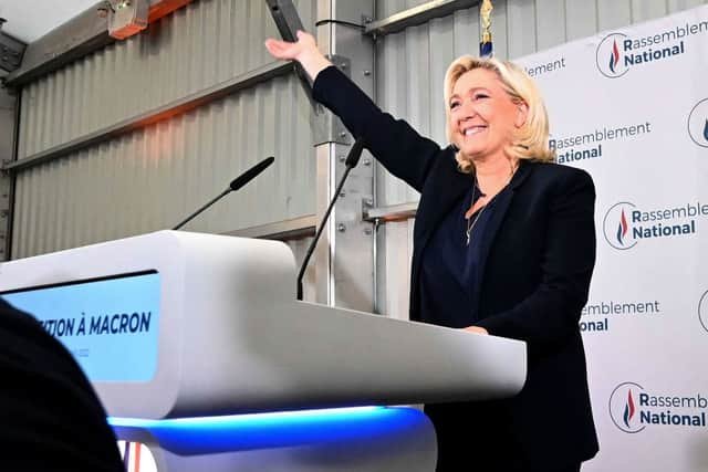 French far-right party National Rally leader Marine Le Pen delivers a speech after the first results of the parliamentary elections in Henin-Beaumont, northern France (Photo: DENIS CHARLET/AFP via Getty Images)