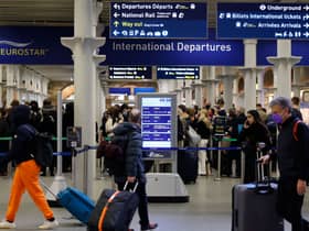 Passengers queue to board Eurostar trains at St Pancras International station in London, 2021 (Pic: AFP via Getty Images)