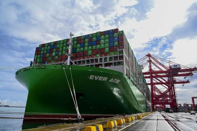 The Ever Ace cargo ship was constructed in South Korea and only launched in 2021 (image: AFP/Getty Images)