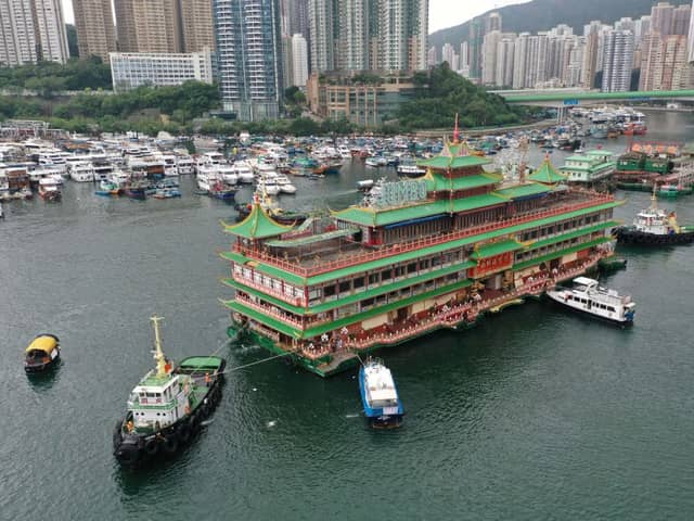 Hong Kong’s famous Jumbo floating restaurant was towed away in mid-June (image: AFP/Getty Images)