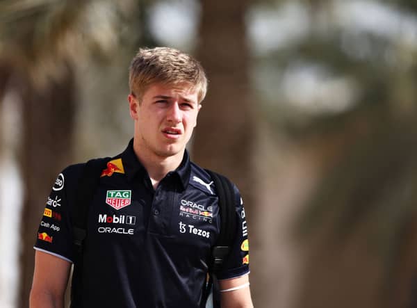 Juri Vips of Estonia and Red Bull Racing walks in the Paddock during Day Three of F1 Testing at Bahrain International Circuit on March 12, 2022 in Bahrain, Bahrain. (Photo by Lars Baron/Getty Images)