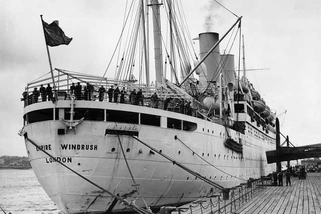 28th March 1954:  The British liner 'Empire Windrush' at port.  (Photo by Douglas Miller/Keystone/Hulton Archive/Getty Images)