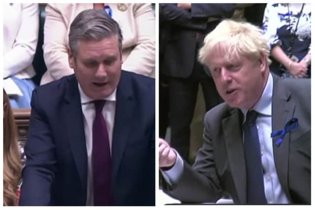 Labour leader Sir Keir Starmer and Prime Minister Boris Johnson during PMQs.