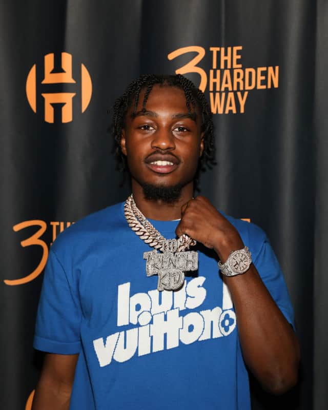 Lil Tjay attends RapCaviar Presents James Harden & Friends at Bayou Music Center on August 28, 2021 in Houston, Texas. (Photo by Rick Kern/Getty Images for Spotify)