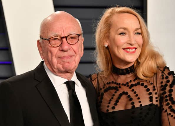 Rupert Murdoch and Jerry Hall attend the 2019 Vanity Fair Oscar Party hosted by Radhika Jones at Wallis Annenberg Center for the Performing Arts on February 24, 2019 in Beverly Hills, California.  (Photo by Dia Dipasupil/Getty Images)