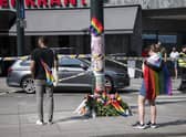 Flowers left at the scene of the Oslo shooting