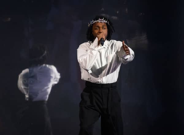 Kendrick Lamar headlines on the Pyramid Stage during day five of Glastonbury Festival at Worthy Farm, Pilton on June 26, 2022 in Glastonbury, England. (Photo by Leon Neal/Getty Images)