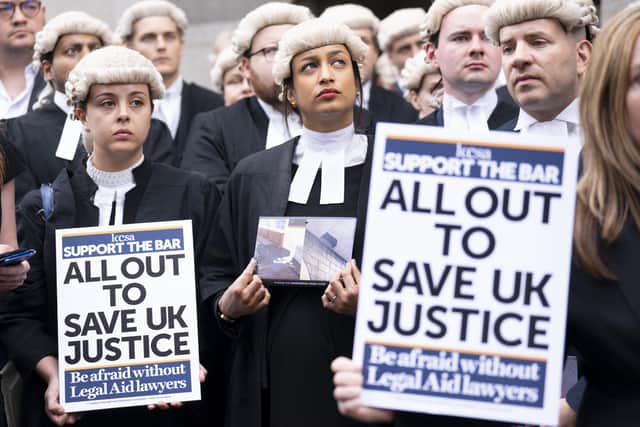 Barristers outside the Old Bailey.