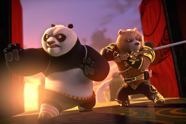 Jack Black as Po and Rita Ora as Wandering Blade in Kung Fu Panda: The Dragon Knight (Credit: Netflix)