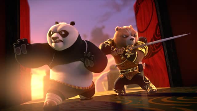 Jack Black as Po and Rita Ora as Wandering Blade in Kung Fu Panda: The Dragon Knight (Credit: Netflix)