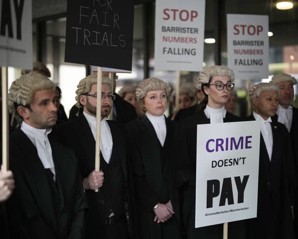 Barristers protest outside Manchester Crown Court on June 27, 2022 (Pic: Getty Images)
