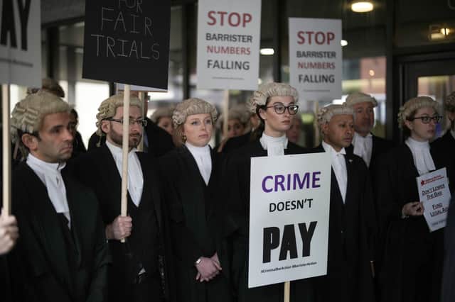 Barristers protest outside Manchester Crown Court on June 27, 2022 (Pic: Getty Images)