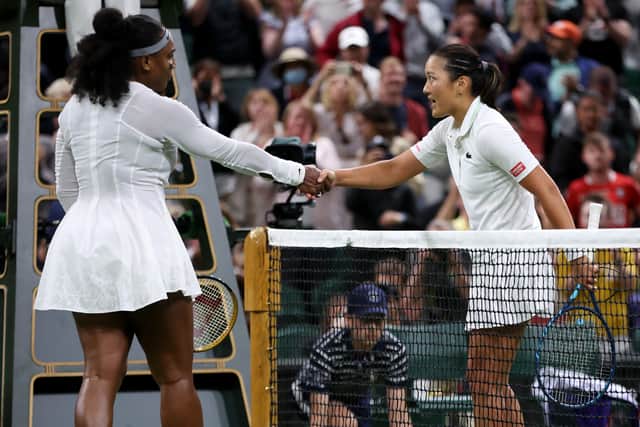 Williams and Tan shake hands after first round match