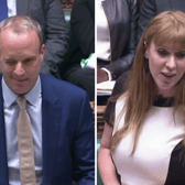 Deputy Prime Minister Dominic Raab raised eyebrows after winking at deputy Labour leader Angela Rayner as he stepped in to lead PMQs. (Credit: Parliamentlive.tv)