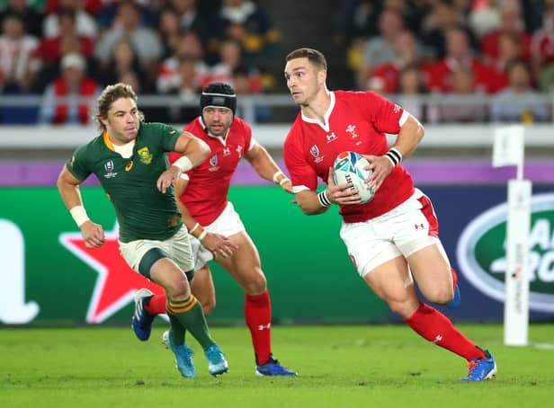 <p>George North against Wales in 2019 World Cup</p>