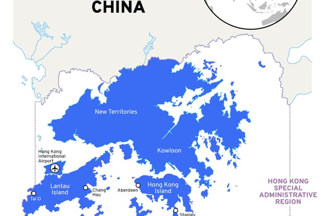 Hong Kong is a special administrative region of China and is located to the east of the Pearl River (Zhu Jiang) estuary on the south coast of China (Graphic: Kim Mogg/National World)