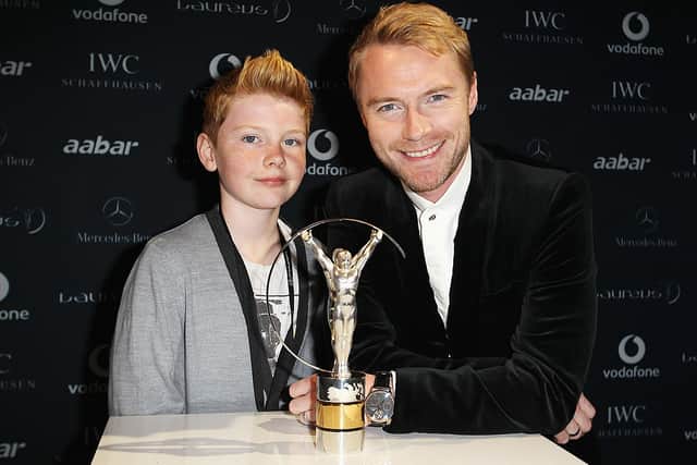 Ronan Keating with his son Jack Keating attend the 2011 Laureus World Sports Awards at the Emirates Palace on February 7, 2011 in Abu Dhabi, United Arab Emirates.  (Photo by Ian Walton/Getty Images for Laureus)