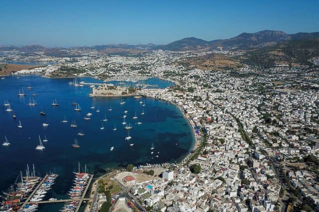 The city of Bodrum, on the Aegean Sea, southwestern Turkey (Photo by BULENT KILIC/AFP via Getty Images)
