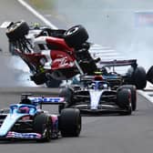 Zhou Guanyu crashes at the start of the F1 Grand Prix (Getty Images) 