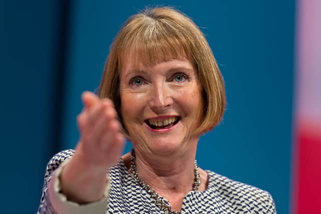 Harriet Harman talks to delegates during her tribute on the first day of the Labour Party Autumn Conference on September 27, 2015 in Brighton, England.