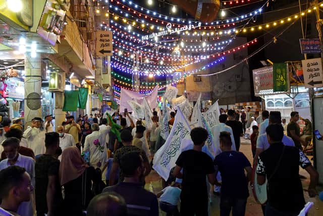 Iraqis celebrate Eid al-Ghadir in the holy Iraqi city of Najaf on July 28, 2021