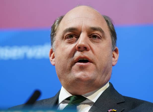 <p>Ben Wallace MP, Secretary of State for Defence delivers his keynote speech during the Conservative Party Spring Conference at the Blackpool Winter Gardens on March 19, 2022 in Blackpool, England (Photo by Ian Forsyth/Getty Images)</p>