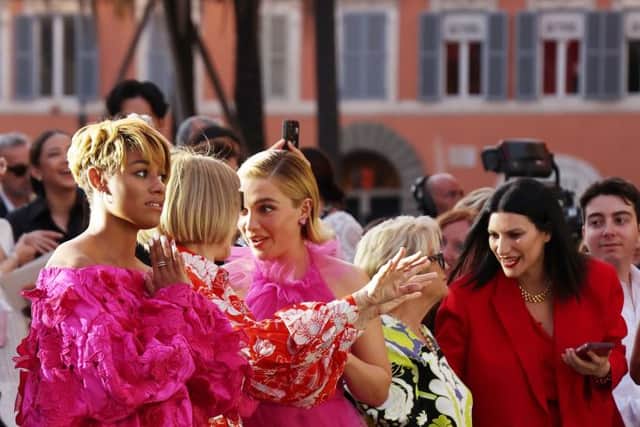 Ariana DeBose, Anna Wintour, Florence Pugh, Laura Pausini attend the Valentino haute couture fall/winter 22/23 fashion show on July 08, 2022 in Rome, Italy. (Photo by Vittorio Zunino Celotto/Getty Images)