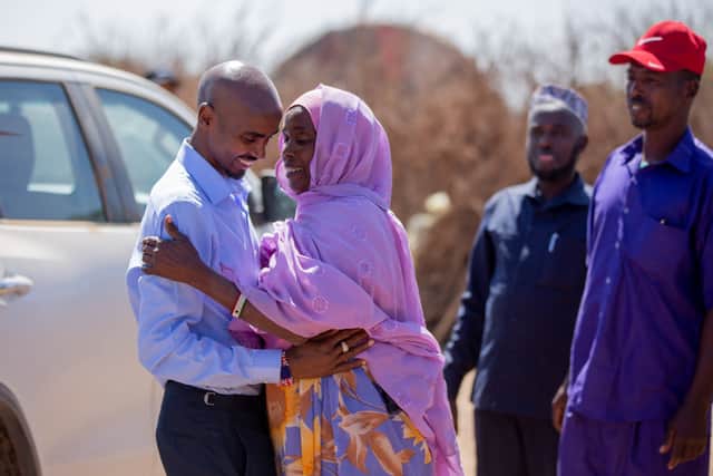 Sir Mo Farah with his mother Aisha during the filming in Somaliland of the BBC documentary, The Real Mo Farah (Photo: PA/Ahmed Fais/BBC)