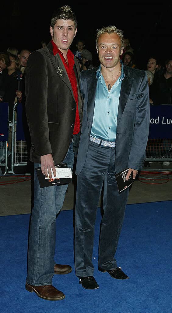 Graham Norton (R) and Kristian Seeber arrive at the 10th Anniversary National Television Awards at the Royal Albert Hall on October 26, 2004 in London (Photo by Jo Hale/Getty Images)