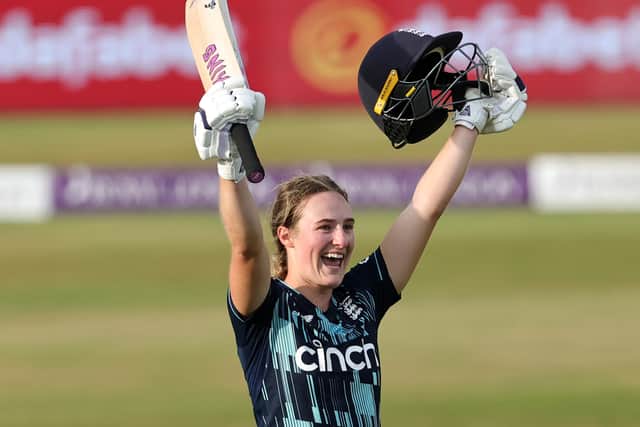 Lamb celebrates her first century for England