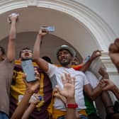  Protestors shout slogans after taking control of the Prime Minister’s office compound during a protest (Photo: Abhishek Chinnappa/Getty Images)