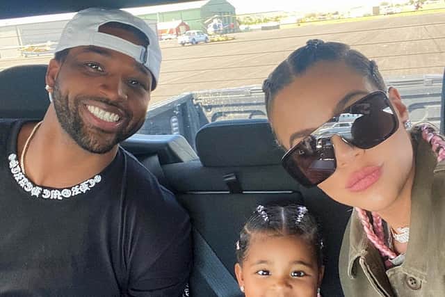 Khloé Kardashian with Tristan Thompson and their daughter,True /Instagram