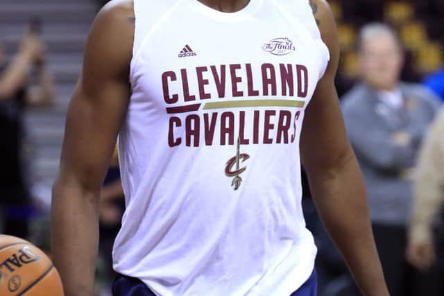 Tristan Thompson #13 of the Cleveland Cavaliers warms up prior to Game 3 of the 2017 NBA Finals against the Golden State Warriors at Quicken Loans Arena on June 7, 2017 in Cleveland, Ohio (Photo by Ronald Martinez/Getty Images)