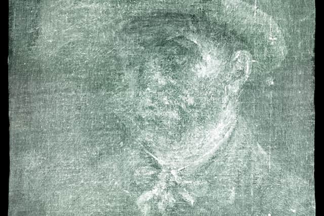The X-ray image of Vincent Van Gogh behind Head of a Peasant Woman (1885) (Photo: PA/National Galleries of Scotland)